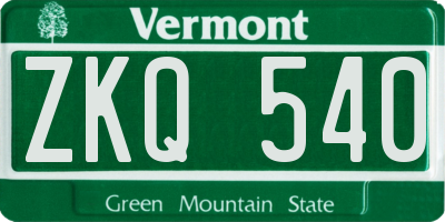VT license plate ZKQ540