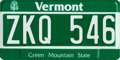 VT license plate ZKQ546