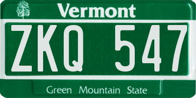 VT license plate ZKQ547