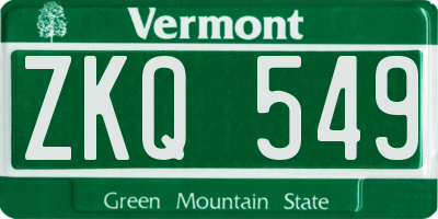 VT license plate ZKQ549