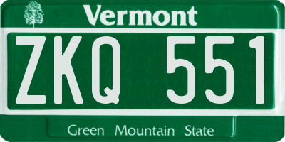 VT license plate ZKQ551