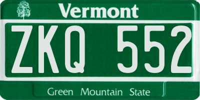 VT license plate ZKQ552