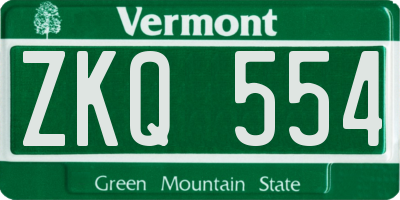 VT license plate ZKQ554