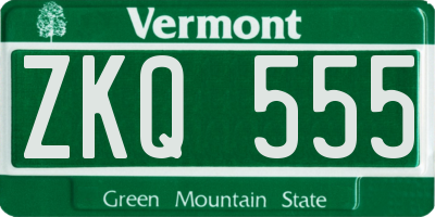 VT license plate ZKQ555
