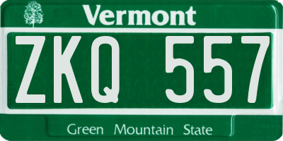 VT license plate ZKQ557