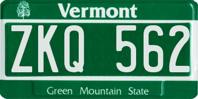 VT license plate ZKQ562
