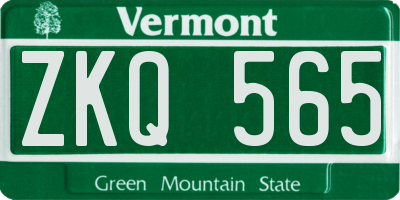 VT license plate ZKQ565