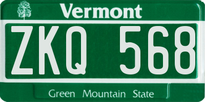VT license plate ZKQ568