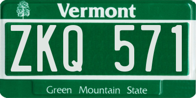 VT license plate ZKQ571