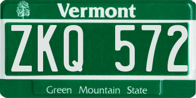 VT license plate ZKQ572