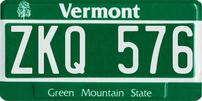 VT license plate ZKQ576