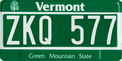 VT license plate ZKQ577