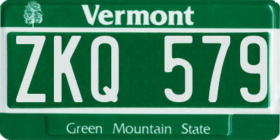 VT license plate ZKQ579
