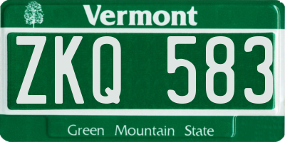 VT license plate ZKQ583