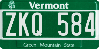VT license plate ZKQ584
