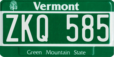 VT license plate ZKQ585