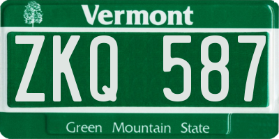 VT license plate ZKQ587
