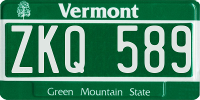 VT license plate ZKQ589