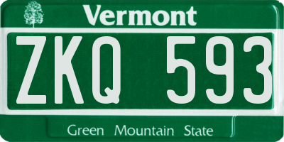 VT license plate ZKQ593