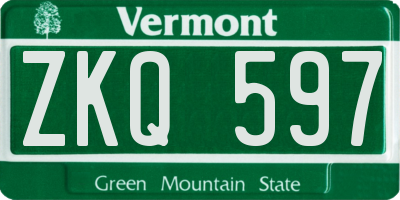 VT license plate ZKQ597