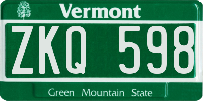 VT license plate ZKQ598
