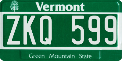 VT license plate ZKQ599