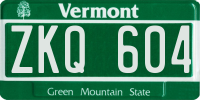 VT license plate ZKQ604