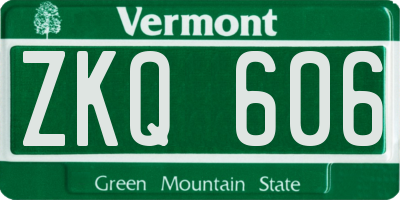 VT license plate ZKQ606