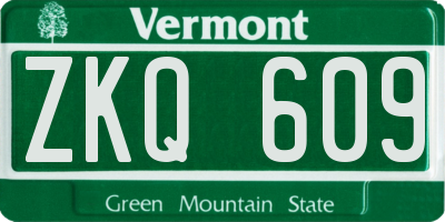 VT license plate ZKQ609