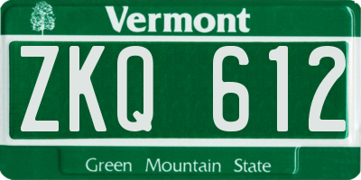 VT license plate ZKQ612