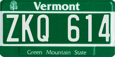 VT license plate ZKQ614