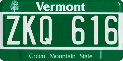 VT license plate ZKQ616