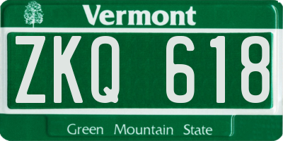 VT license plate ZKQ618