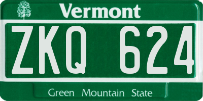 VT license plate ZKQ624