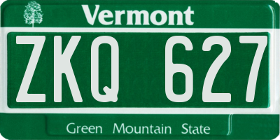 VT license plate ZKQ627