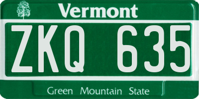 VT license plate ZKQ635