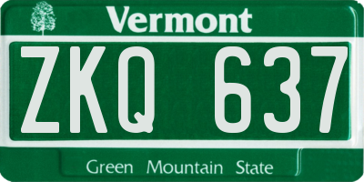 VT license plate ZKQ637