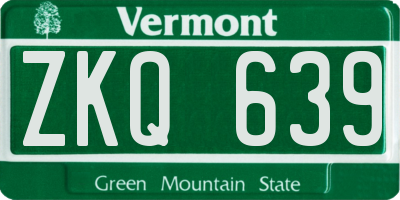 VT license plate ZKQ639