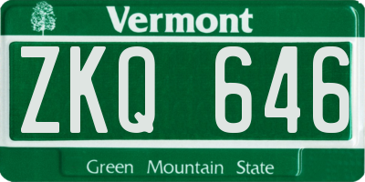 VT license plate ZKQ646