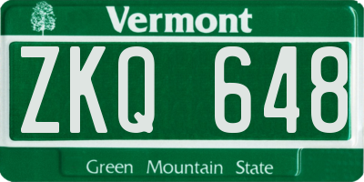 VT license plate ZKQ648