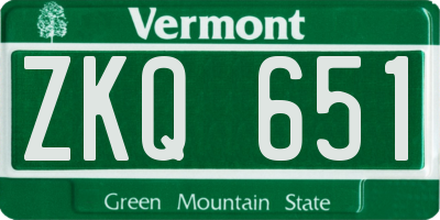 VT license plate ZKQ651