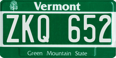 VT license plate ZKQ652