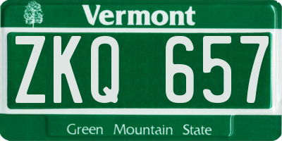 VT license plate ZKQ657