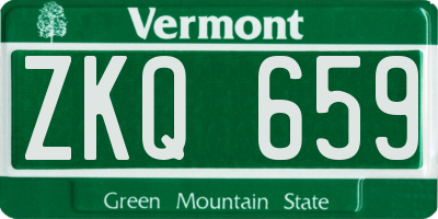 VT license plate ZKQ659