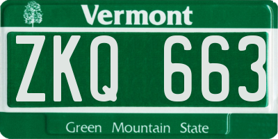 VT license plate ZKQ663