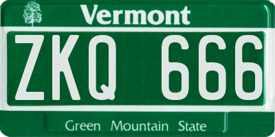 VT license plate ZKQ666