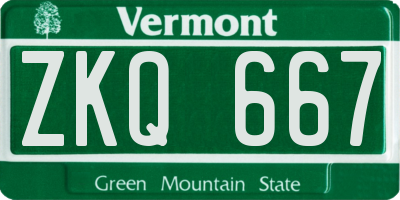VT license plate ZKQ667