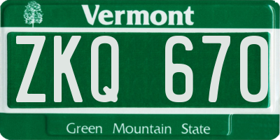 VT license plate ZKQ670