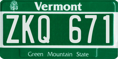 VT license plate ZKQ671