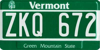 VT license plate ZKQ672
